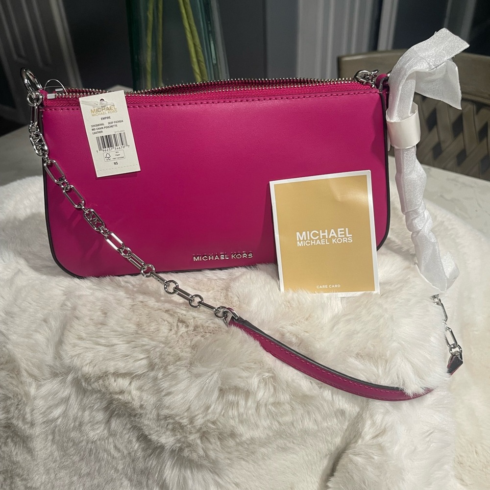 Michael Kors Deep Fuchsia Chain Pouchette - Picture 10 of 13